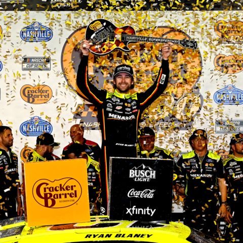 Ryan Blaney Holding Guitar