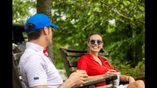 NASCAR Driver Austin Cindric and Golf Media Host Alexandra O'Laughlin tee it off at Troubadour! 🏌️