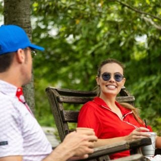 NASCAR Driver Austin Cindric and Golf Media Host Alexandra O\'Laughlin tee it off at Troubadour! 🏌️